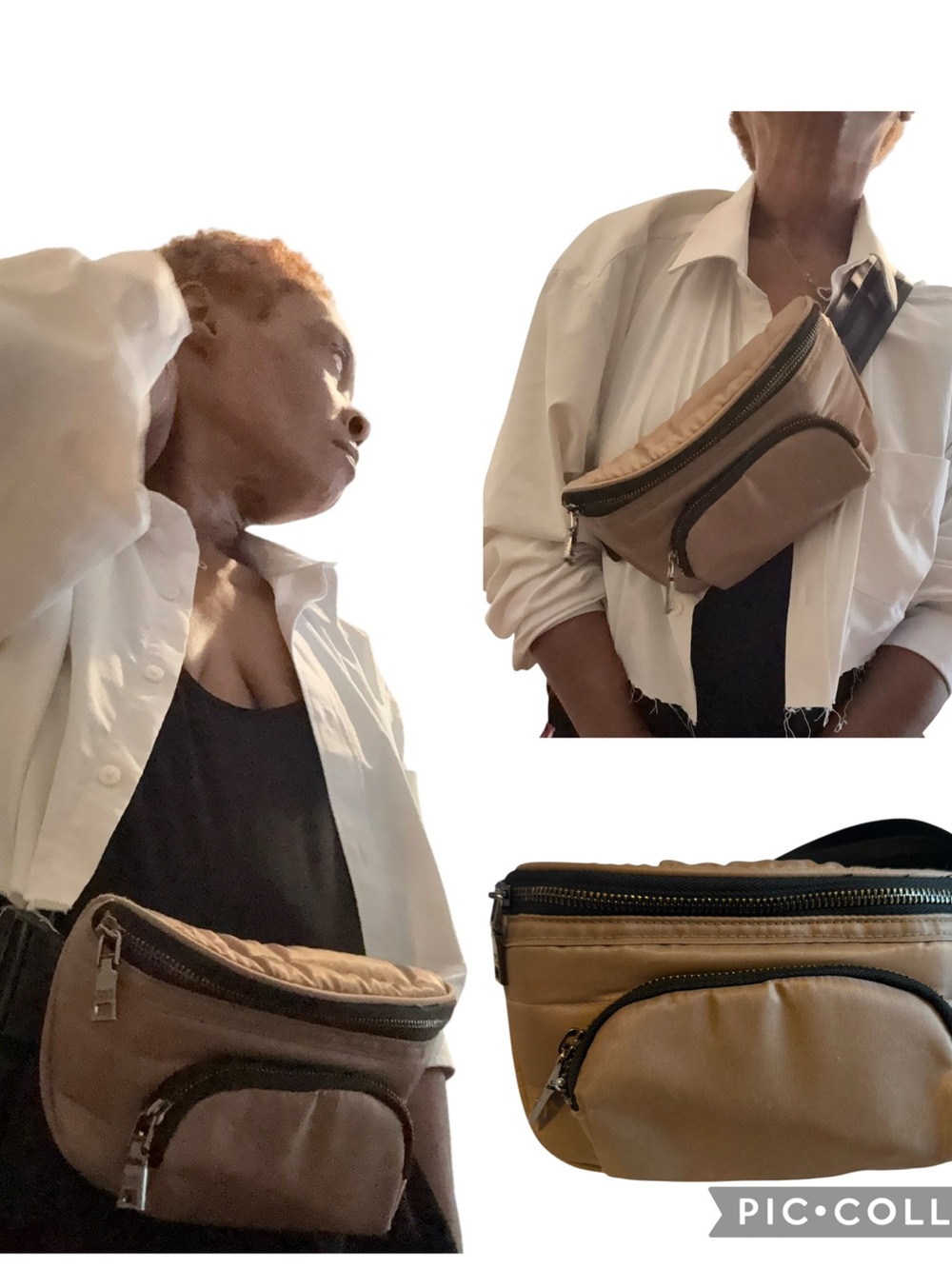 THINK ROYLN Taupe and Black Belt Bag